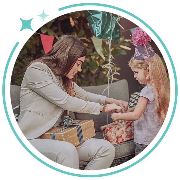 Au Pair and Child with Gifts