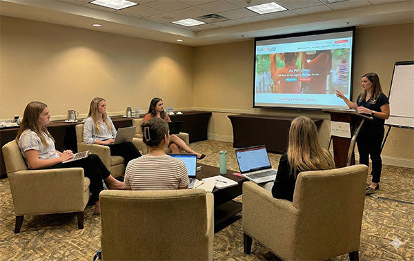 Au pairs participating in an interactive preparation workshop