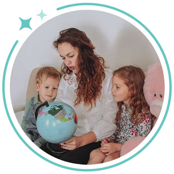 Au Pair and Children with Globe