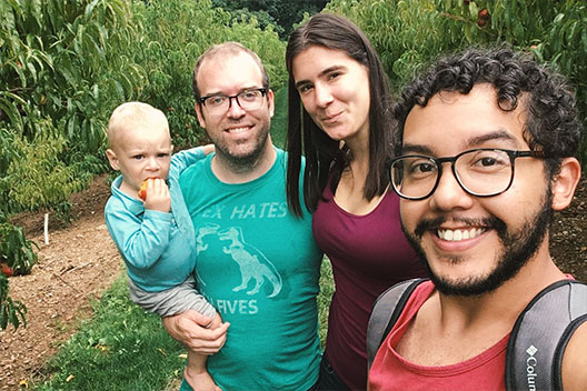 Family hiking together