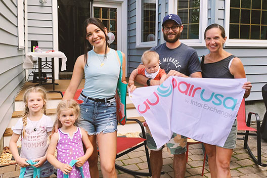 Family with Au Pair USA flag